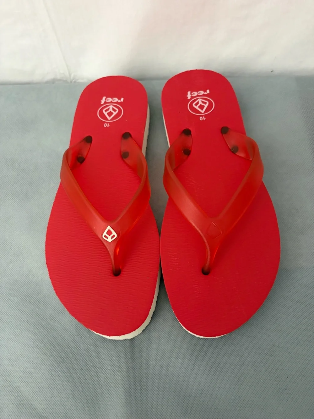 Reef Men’s Size 10 Red Platform Flip Flops Missing Front Logo Lightly Used(B224)